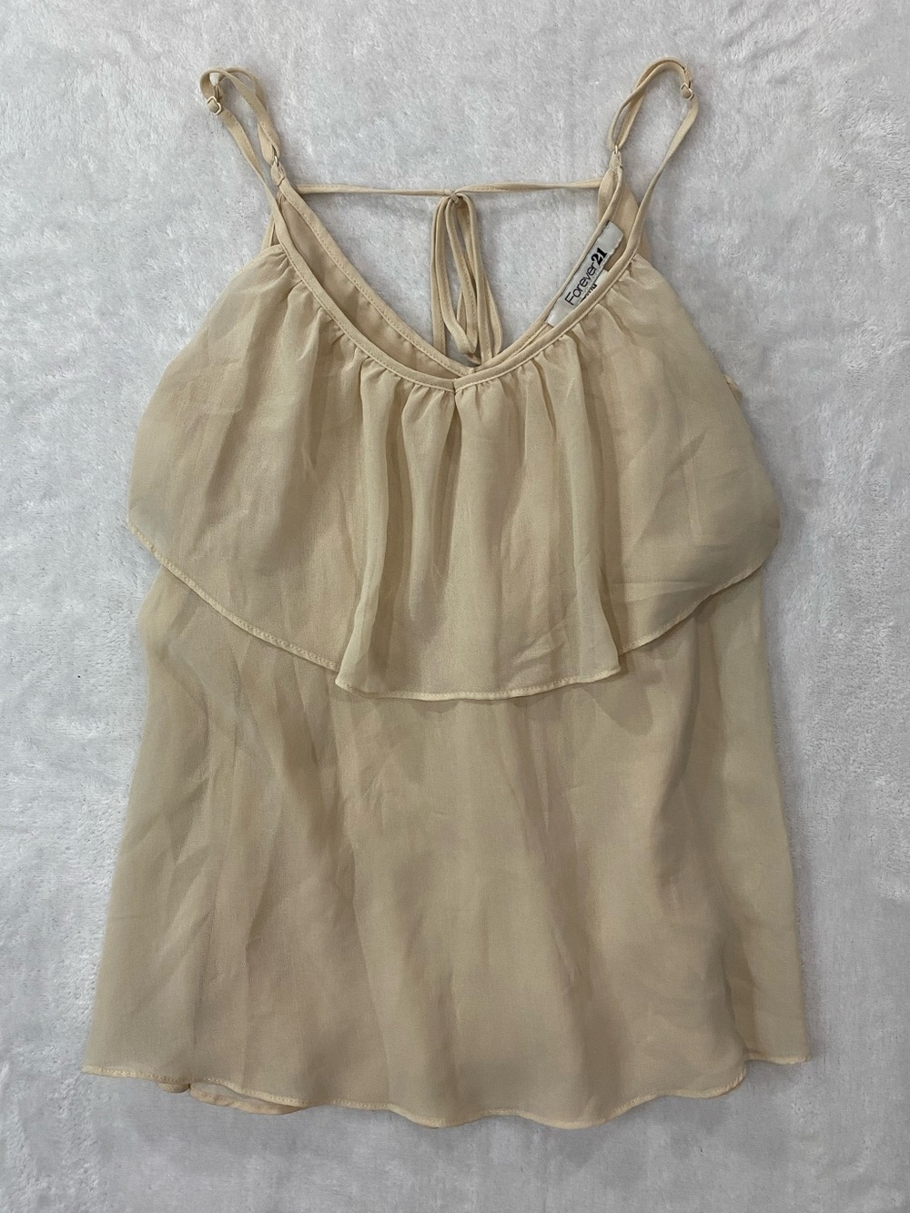 Forever 21 Cream Ruffle Cami Top - (M)